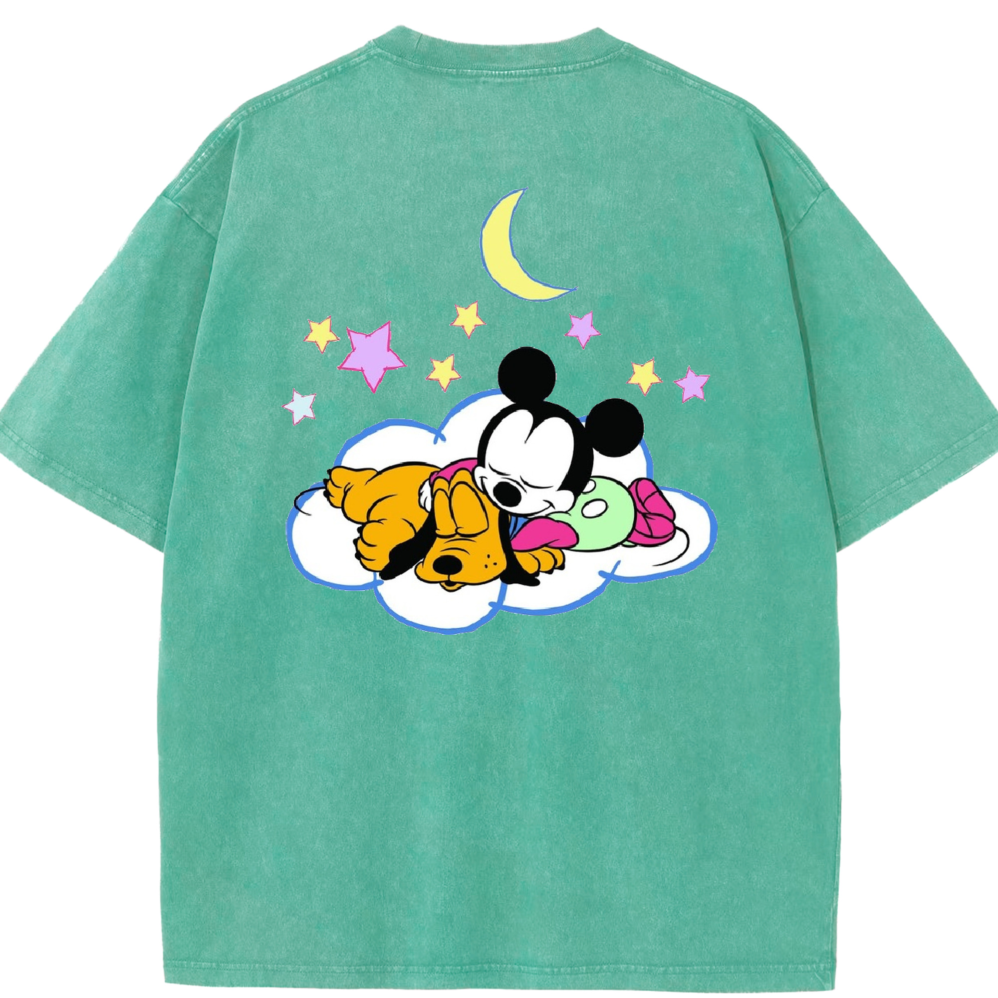 （画像用） ミッキーマウス Mickey Mouse 綿100% ヴィンテージ風 半袖Tシャツ（背面プリント）